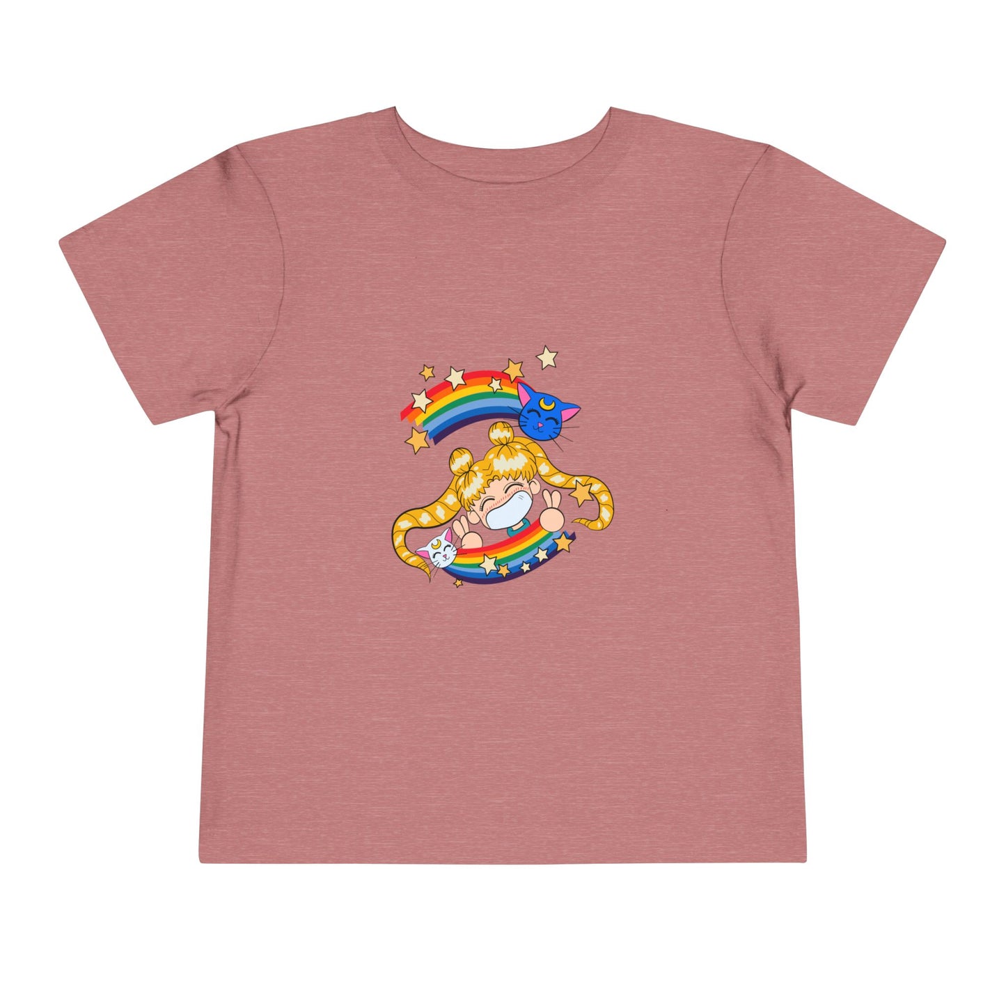 Magical Anime Rainbow Toddler Tee - Sailor Moon Fun Short Sleeve T-shirt for Young Fans - CreativeRino