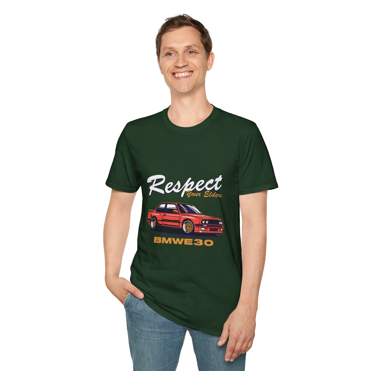 Respect Your Elders BMW E30 Unisex Softstyle T-Shirt - CreativeRino