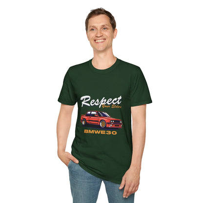 Respect Your Elders BMW E30 Unisex Softstyle T-Shirt - CreativeRino