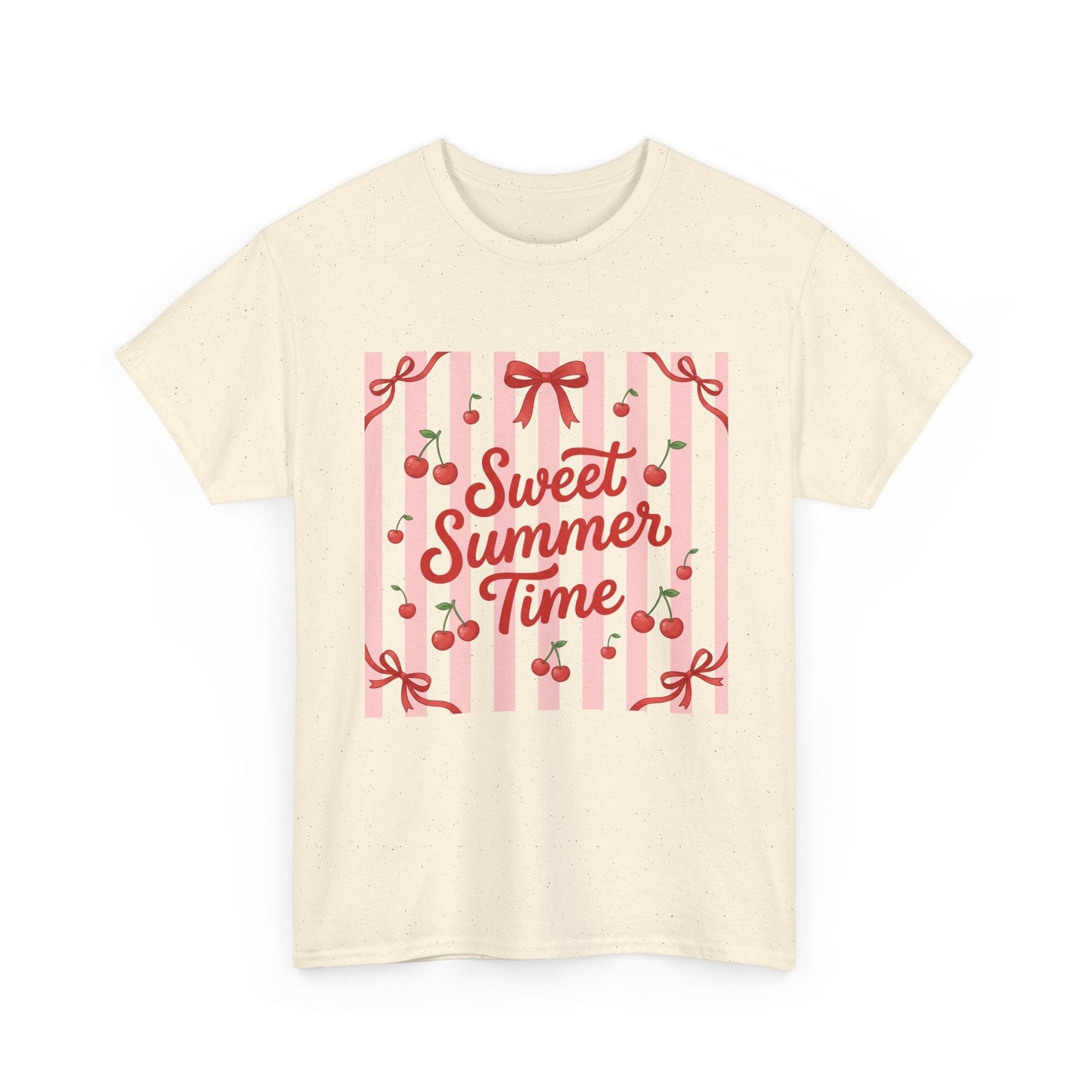 Sweet Summer Time Tee - Cherry Stripe Graphic T-Shirt Printify