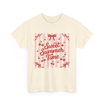 Sweet Summer Time Tee - Cherry Stripe Graphic T-Shirt Printify