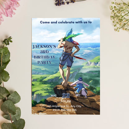 Shangri La Frontier Birthday Invitation Template - CreativeRino