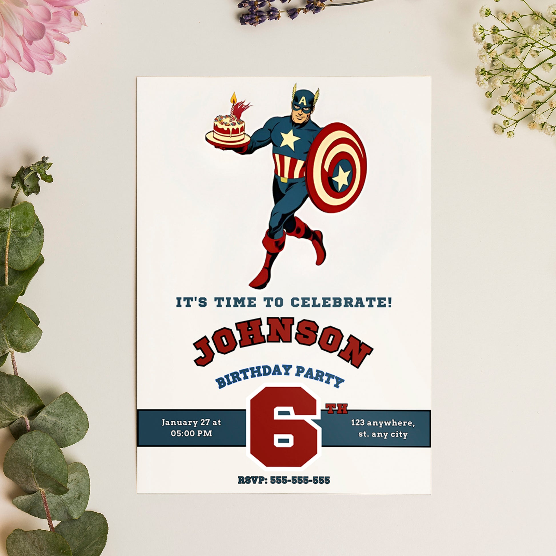 Captain America Birthday Invitation Template - CreativeRino
