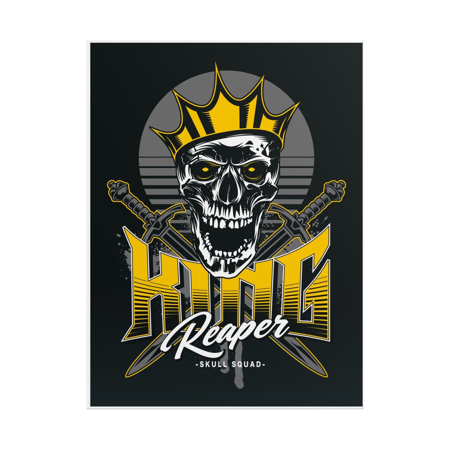Vintage Skull King Reaper Poster - Bold Wall Art for Gamers & Bikers - CreativeRino