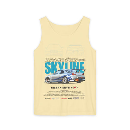 Nissan Skyline Unisex Garment-Dyed Tank Top - Cool Car Graphic T-shirt - CreativeRino