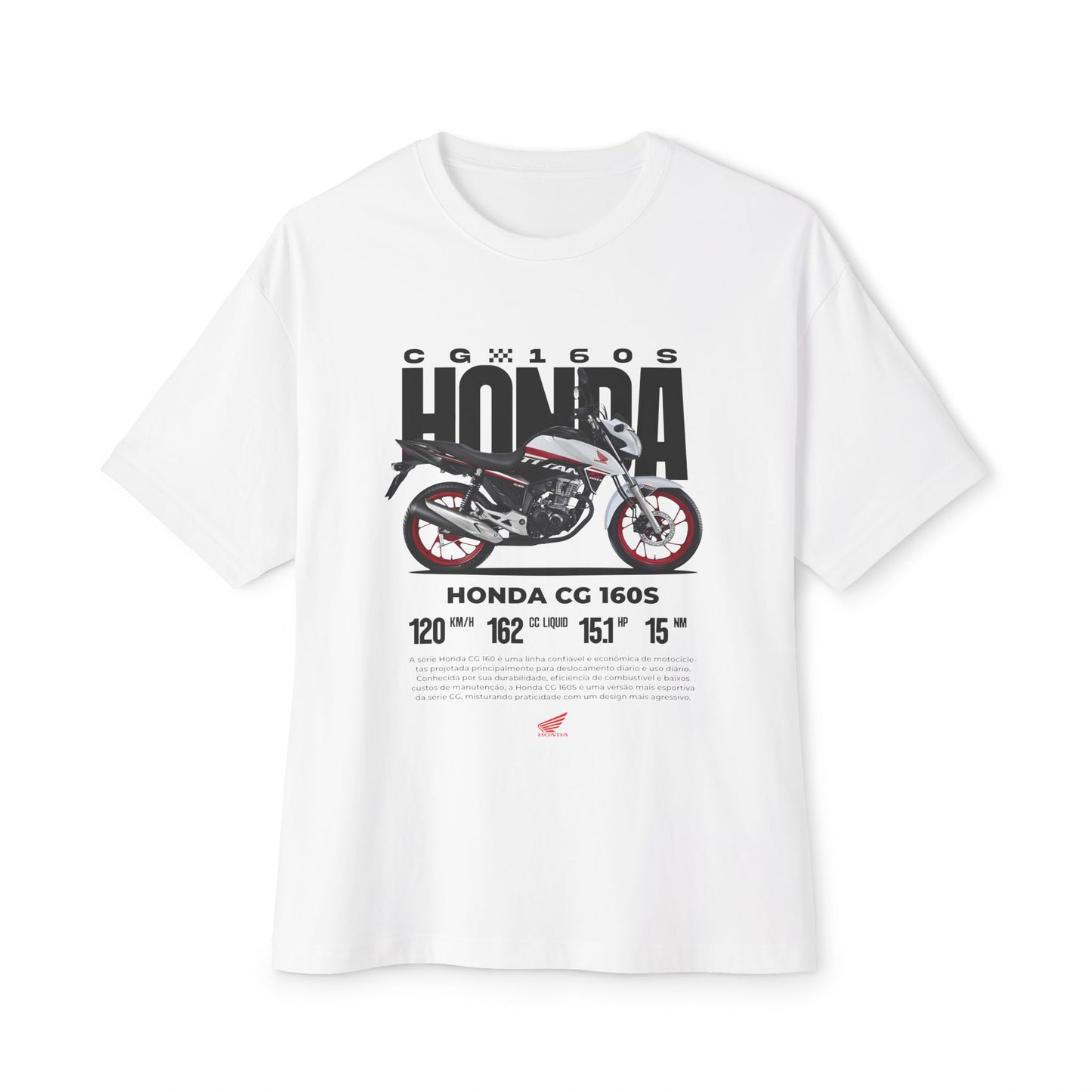 Honda CG 160s Motorcycle Unisex Oversized Tee | Motorcycle T-shirt - CreativeRino