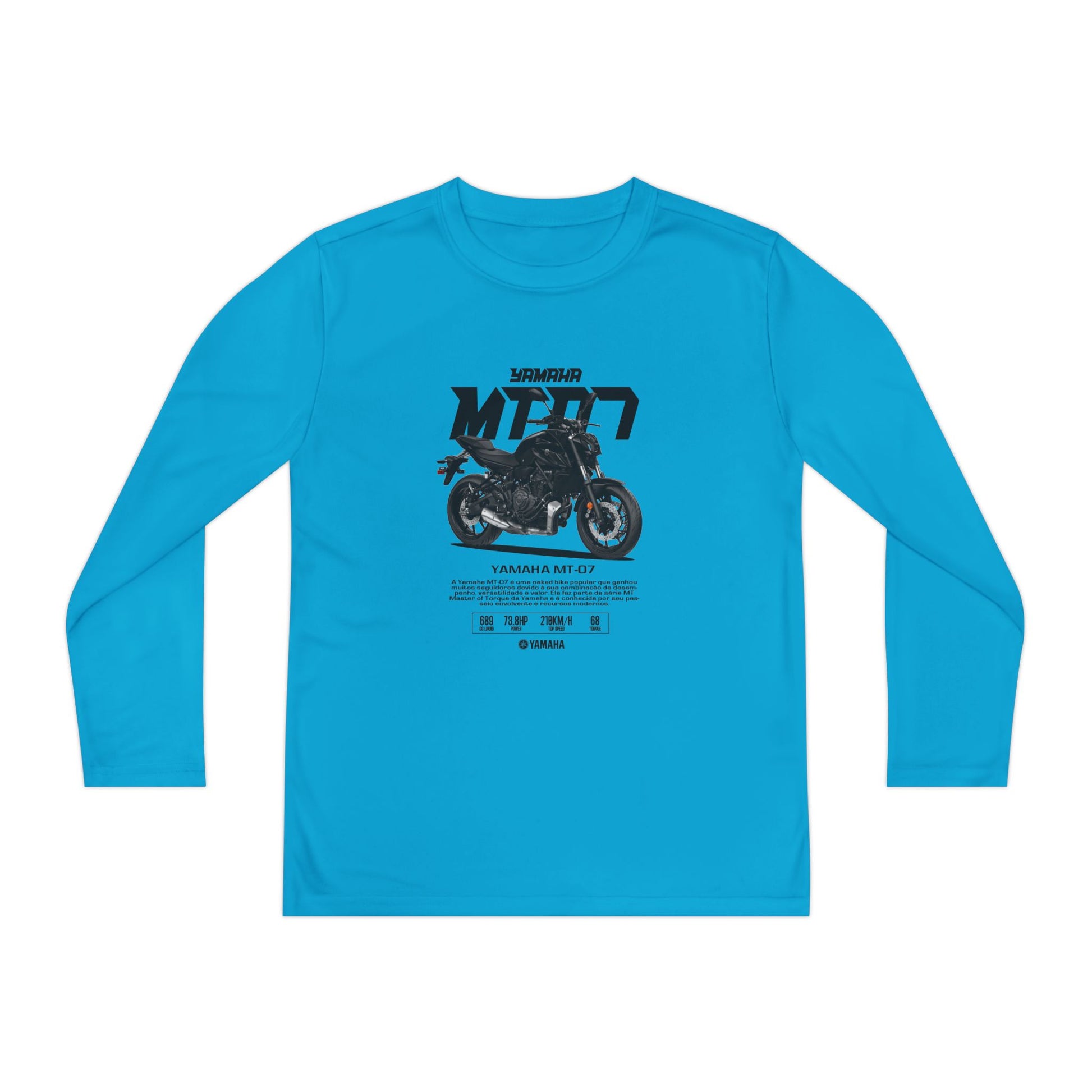 Yamaha MT-07 Youth Long Sleeve Competitor Tee - Cool Motorcycle T-shirt Design for Young Riders - CreativeRino