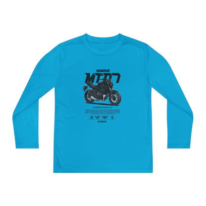 Yamaha MT-07 Youth Long Sleeve Competitor Tee - Cool Motorcycle T-shirt Design for Young Riders - CreativeRino