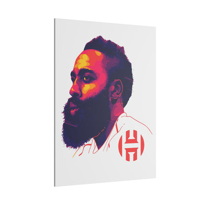 Stretched Matte Canvas Art - Vibrant Portrait of James Harden - CreativeRino