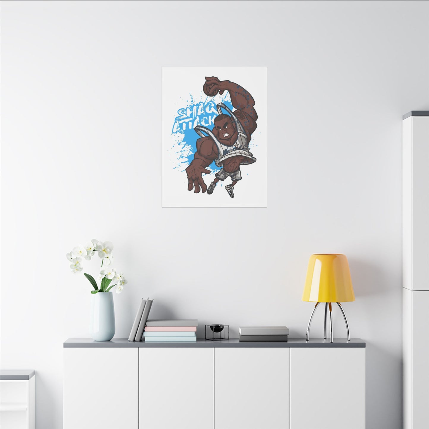Shaq Attack Canvas Art - Stretched Wall Decor for Basketball Fans - CreativeRino