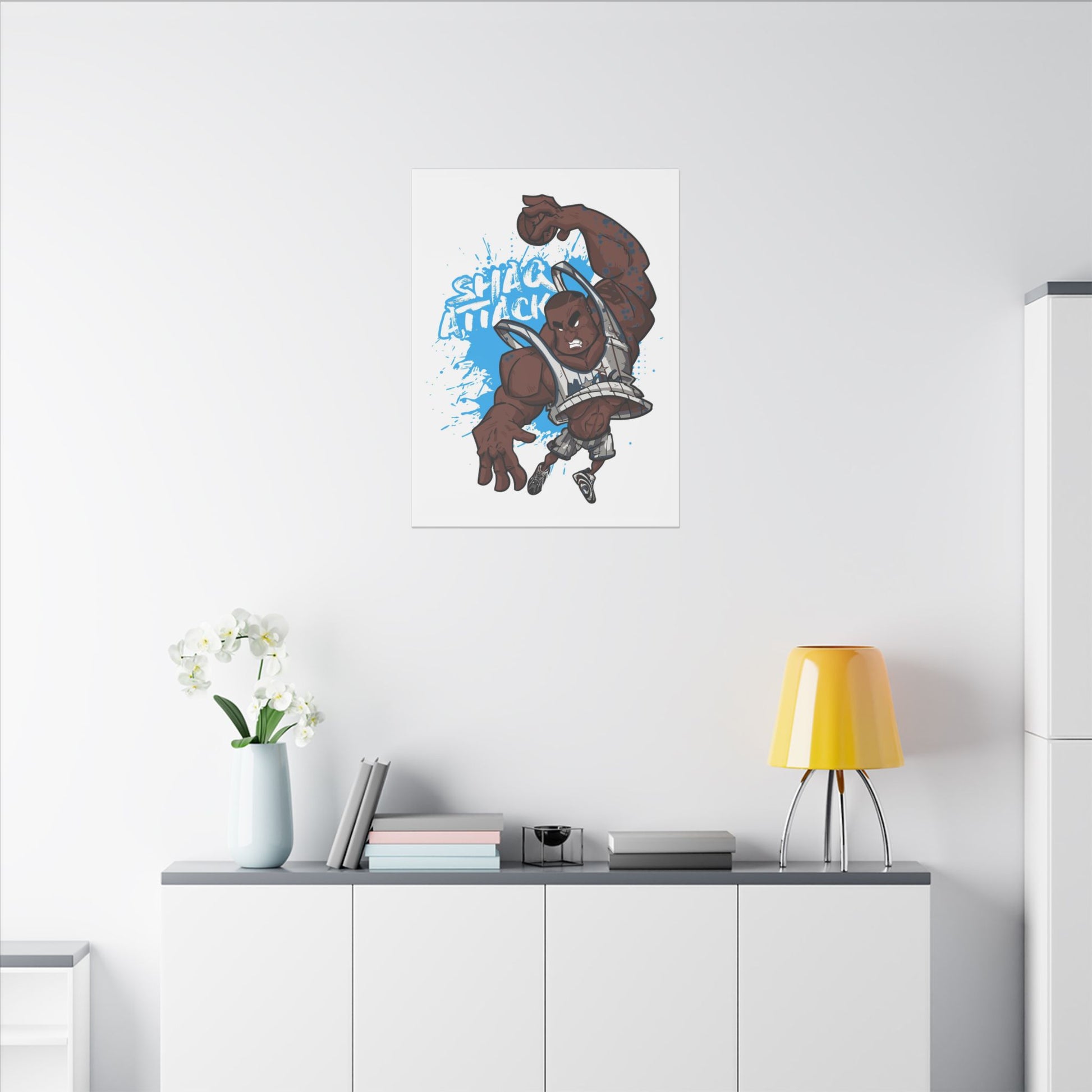 Shaq Attack Canvas Art - Stretched Wall Decor for Basketball Fans - CreativeRino