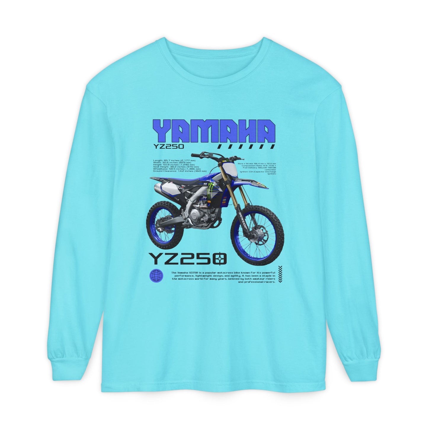 Yamaha YZ250 Long Sleeve Tee - Perfect T-shirt Gift for Motorcycle Enthusiasts - CreativeRino