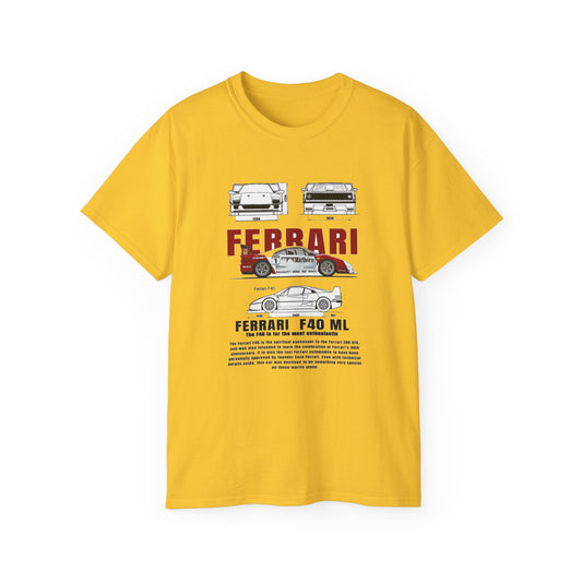 Ferrari F40 Multi-Graphic Unisex Ultra Cotton Tee | Car Enthusiast Gift T-shirt - CreativeRino