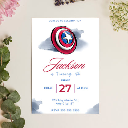 Captain America Birthday Invitation Template - CreativeRino