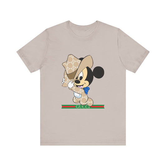 Trendy Graphic Tee - Mickey Mouse Gucci Cowboy T-shirt Design - CreativeRino