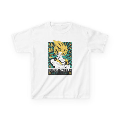 Super Saiyan Kids Heavy Cotton Tee - Fun Anime T-Shirt for Young Fans - CreativeRino