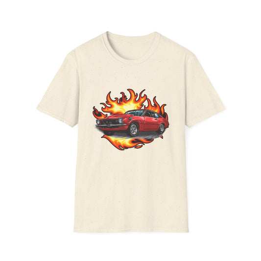 Retro Car Flames Unisex T-Shirt - CreativeRino