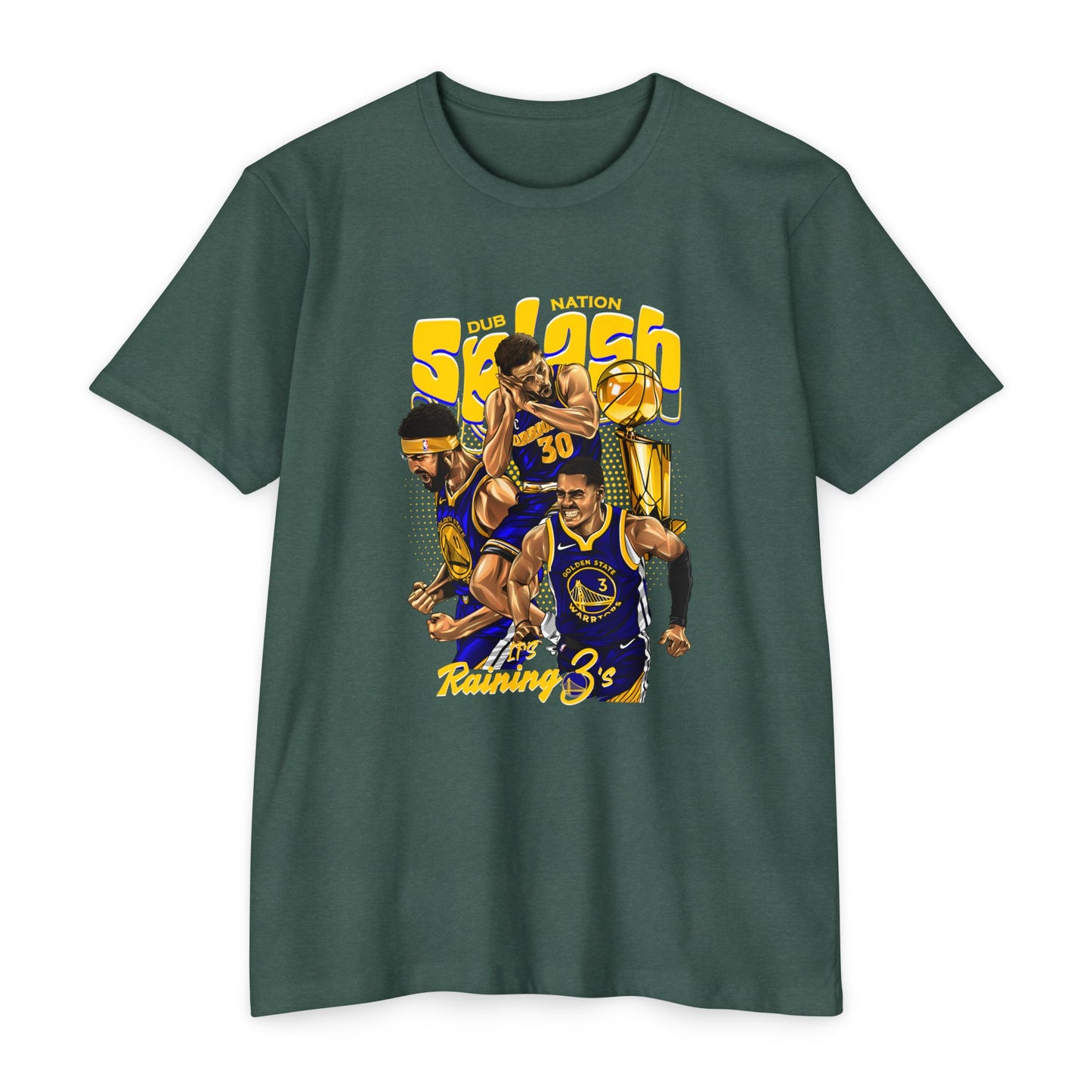 Golden State Warriors Unisex CVC Jersey T-shirt - It's Raining 3's - Basketball Design - CreativeRino