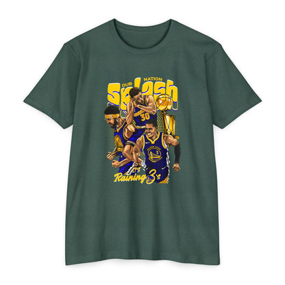 Golden State Warriors Unisex CVC Jersey T-shirt - It's Raining 3's - Basketball Design - CreativeRino
