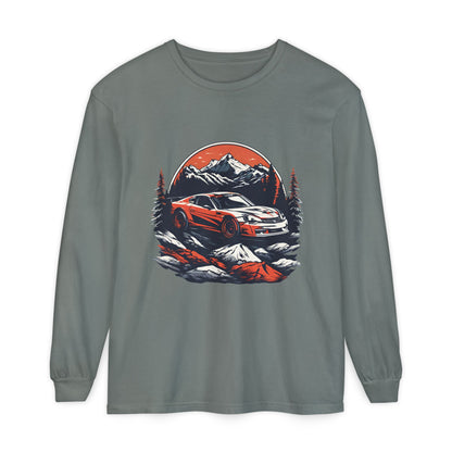 Mountain Adventure Long Sleeve T-Shirt - Unisex Garment-Dyed Shirt - CreativeRino