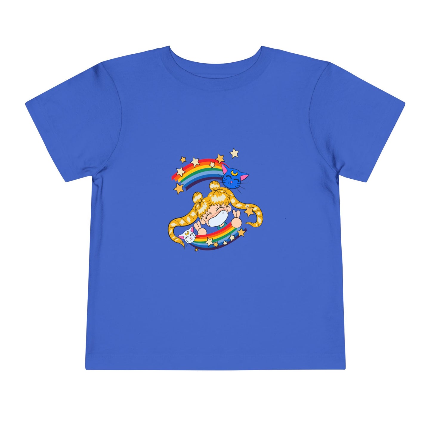 Magical Anime Rainbow Toddler Tee - Sailor Moon Fun Short Sleeve T-shirt for Young Fans - CreativeRino