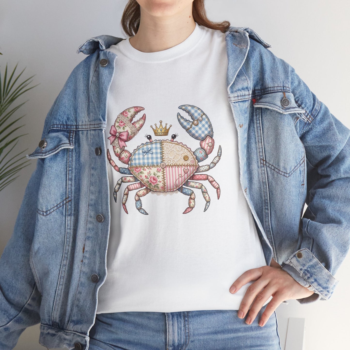 Patchwork Crab T-Shirt — Cute Coastal Animal Tee for Beach Lovers Printify