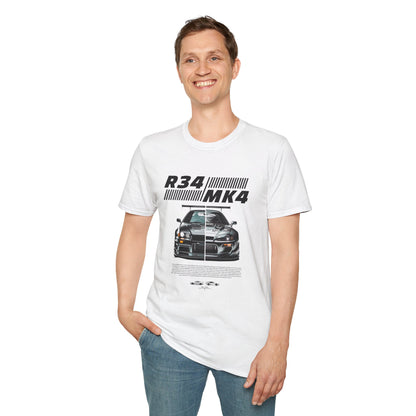 Retro R34 MK4 Car T-Shirt - Unisex Softstyle Tee for Car Enthusiasts - CreativeRino