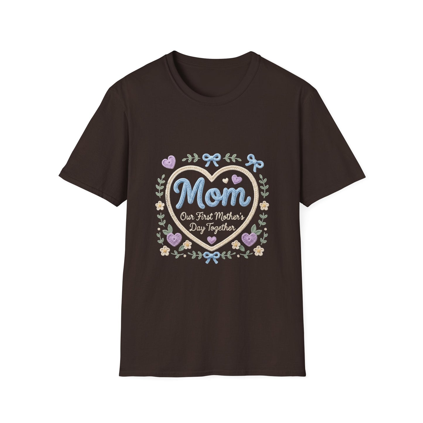 Mom Heart Floral T-Shirt — "Mom Our First Mother's Day Together" Gift Printify