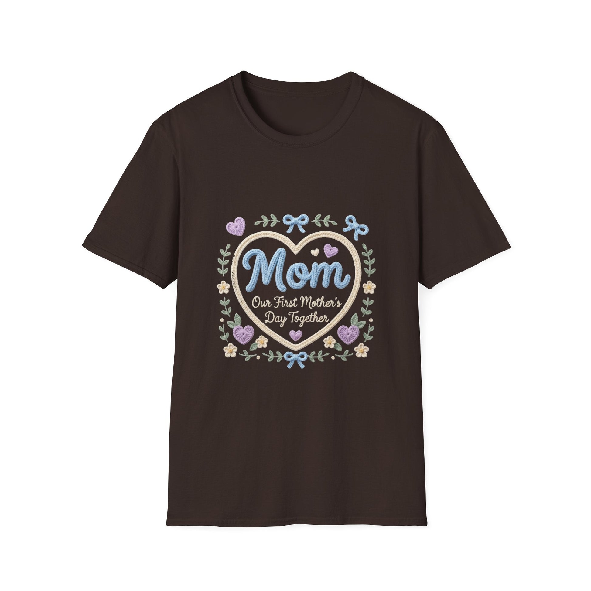 Mom Heart Floral T-Shirt — "Mom Our First Mother's Day Together" Gift Printify