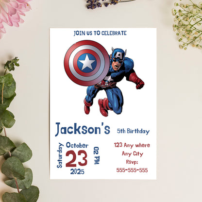Captain America Birthday Invitation Template - CreativeRino