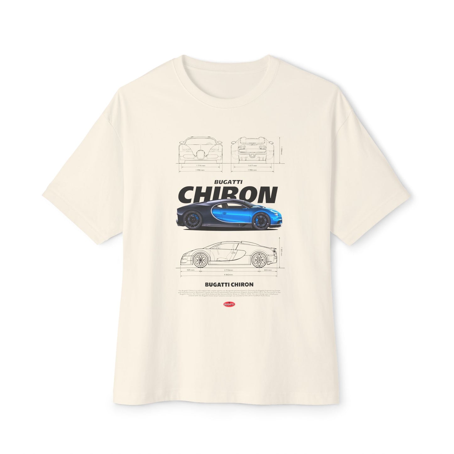 Bugatti Chiron Unisex Oversized Boxy Tee - Car T-shirt - CreativeRino