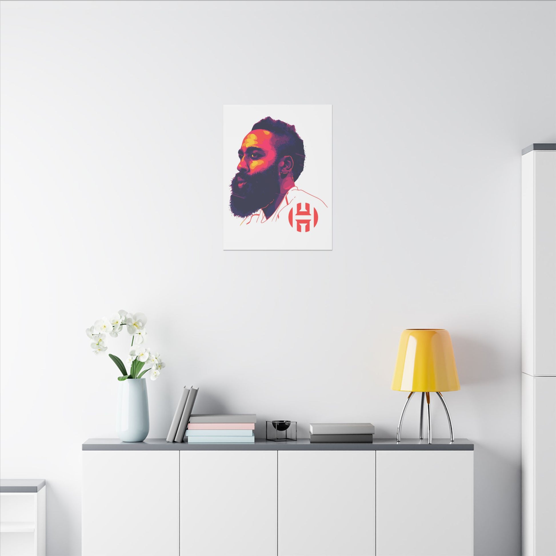 Stretched Matte Canvas Art - Vibrant Portrait of James Harden - CreativeRino