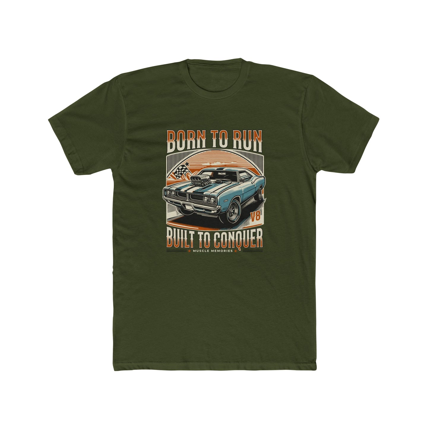 Born to Run: Vintage Muscle Car Unisex Cotton Crew Tee | Car T-shirt - CreativeRino