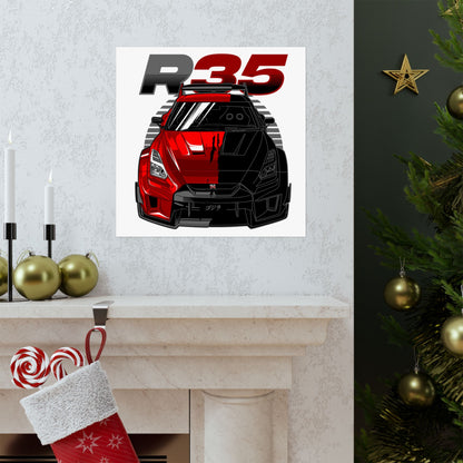 R35 Racer Car Matte Square Poster - Bold Car Art for Auto Enthusiasts - CreativeRino