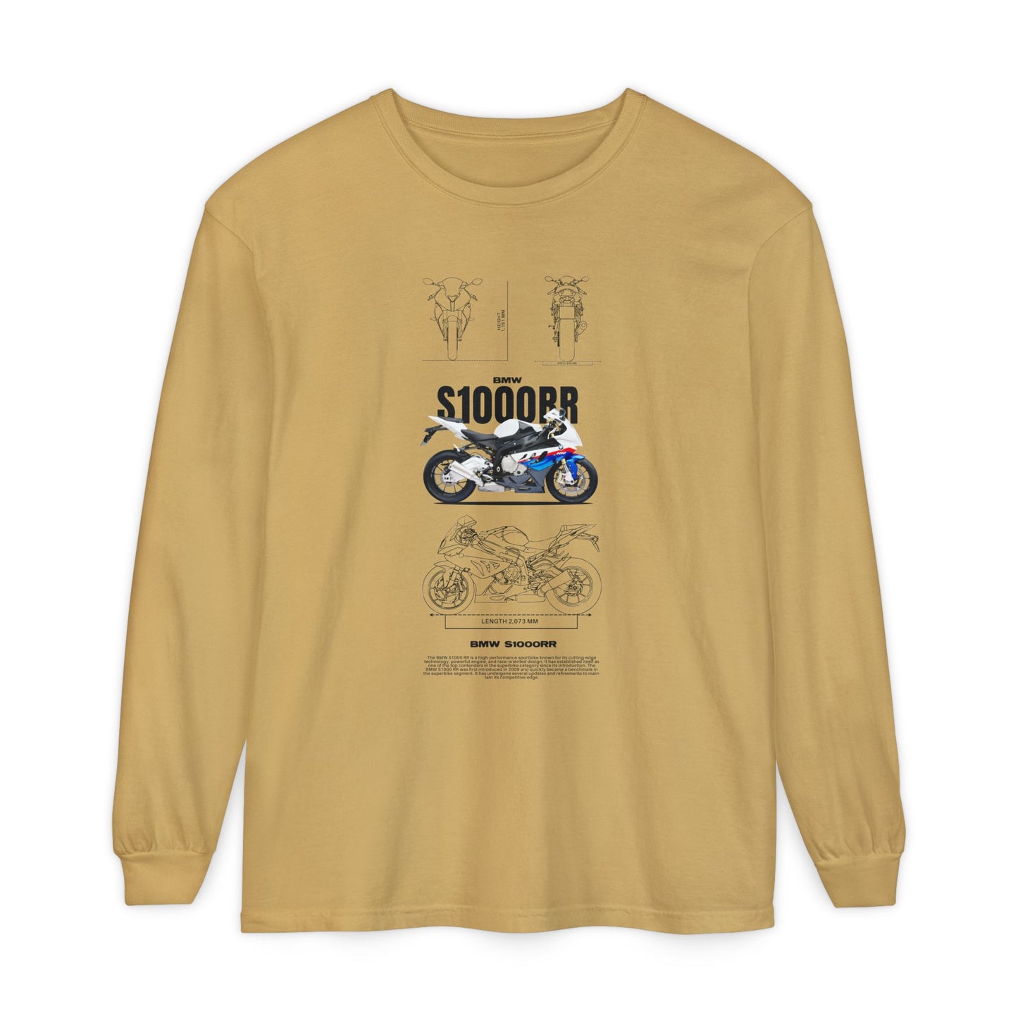 BMW S1000RR Motorcycle Long Sleeve T-Shirt - Unisex Garment-Dyed - CreativeRino