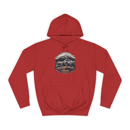 Adventure Awaits: Unisex College Hoodie with Vintage Car Design - CreativeRino