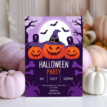 Pumpkin Halloween Party Invitation Template - CreativeRino