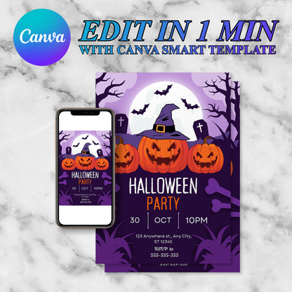 Pumpkin Halloween Party Invitation Template - CreativeRino
