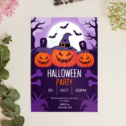 Pumpkin Halloween Party Invitation Template - CreativeRino