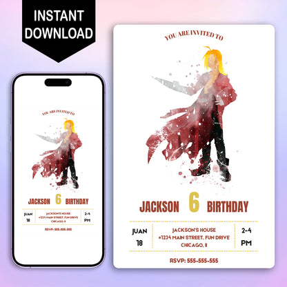 Fullmetal Alchemist  Birthday Invitation Template - CreativeRino
