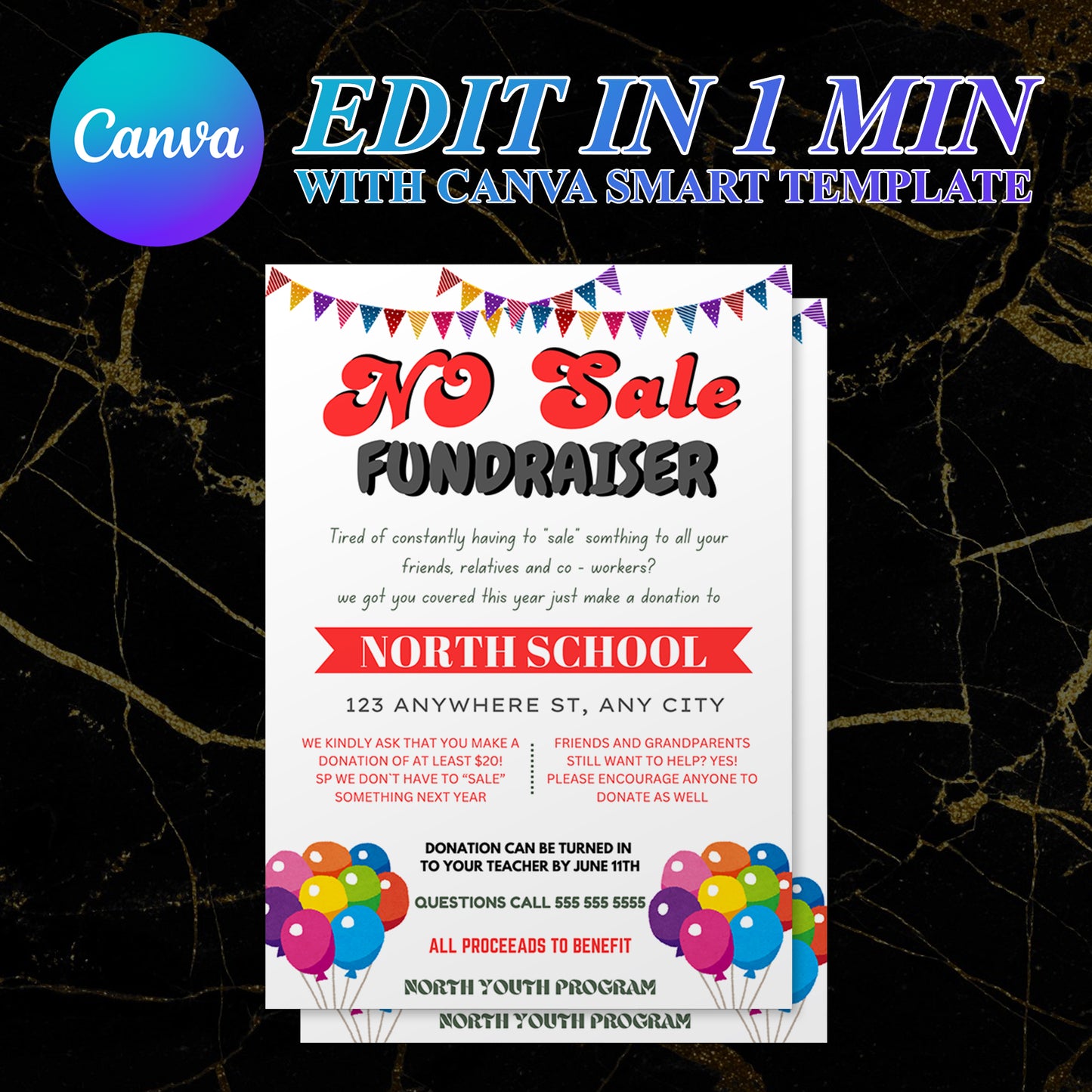 No Sale Fundraiser Flyer Template | No Sale Donation Flyer