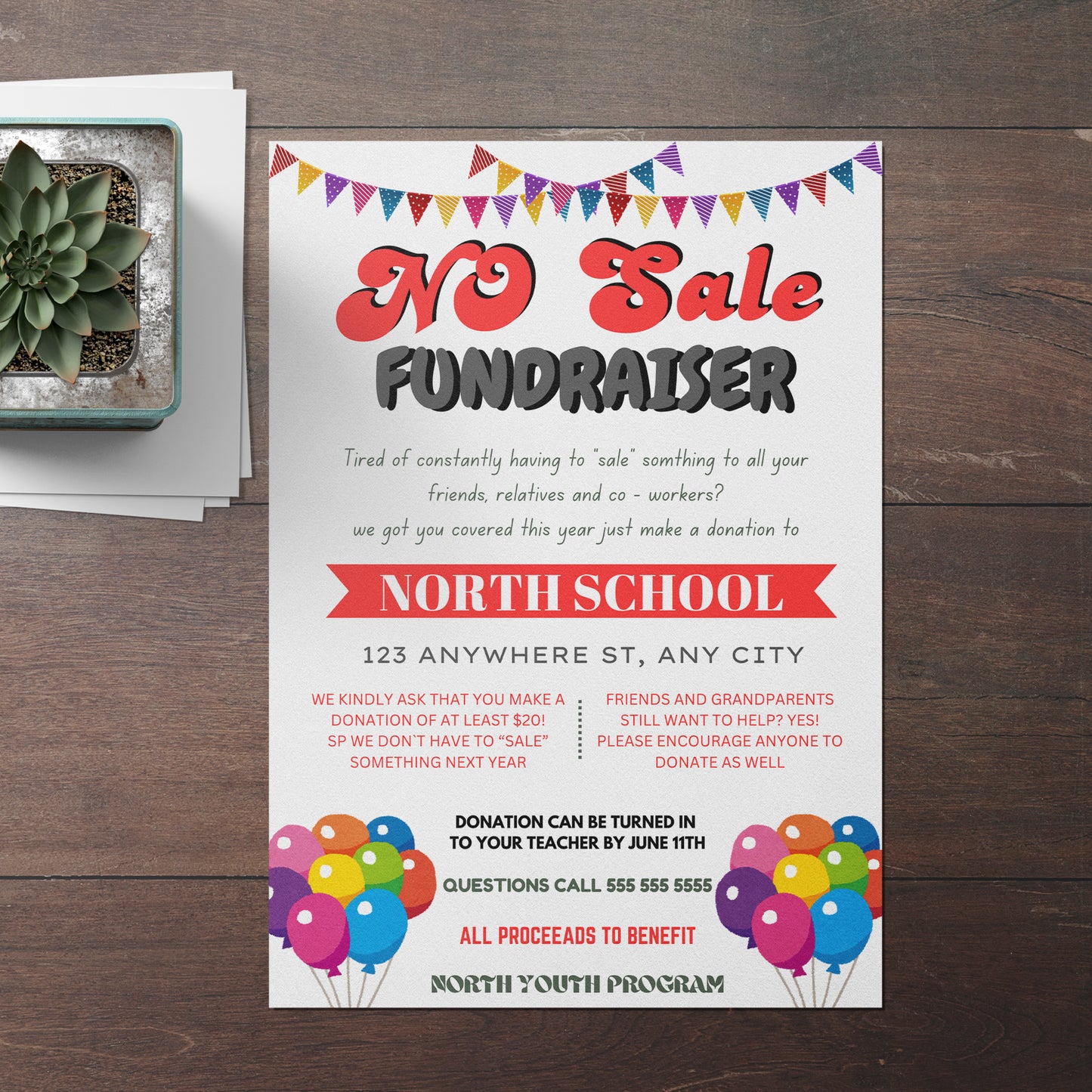 No Sale Fundraiser Flyer Template | No Sale Donation Flyer