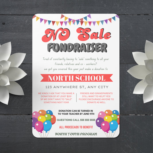 No Sale Fundraiser Flyer Template | No Sale Donation Flyer