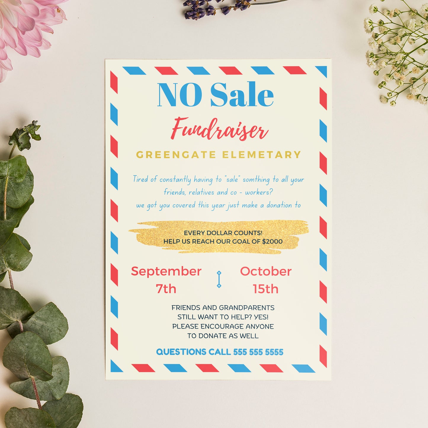 No Sale Fundraiser Flyer Template | No Sale Donation Flyer Invite