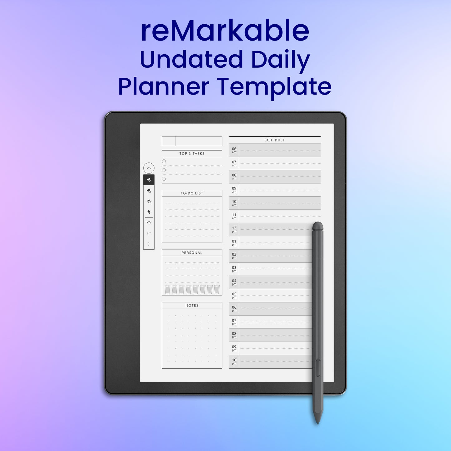 reMarkable 2 Undated Daily Planner Template