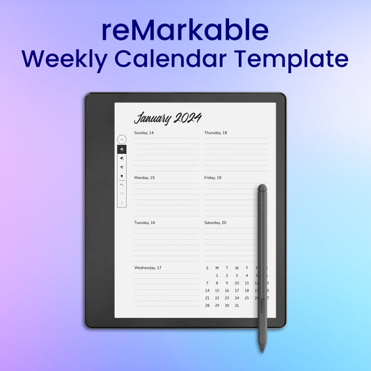 reMarkable 2 Weekly Calendar Planner Template