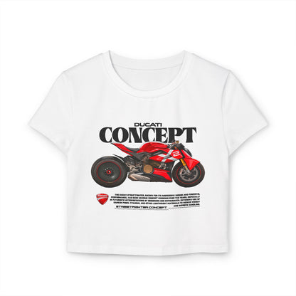 Ducati Concept Women's Baby Tee - Stylish Motorcycle Graphic Top - CreativeRino