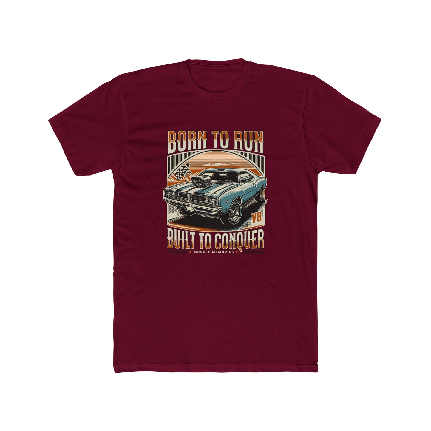 Born to Run: Vintage Muscle Car Unisex Cotton Crew Tee | Car T-shirt - CreativeRino