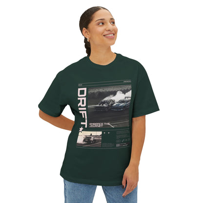 Unisex Oversized Boxy Tee - Drift Racing Graphic T-Shirt - Embrace the Journey - CreativeRino