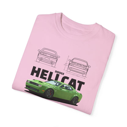 Dodge Charger SRT Hellcat Unisex Garment-Dyed T-Shirt - Car Enthusiast Apparel - CreativeRino